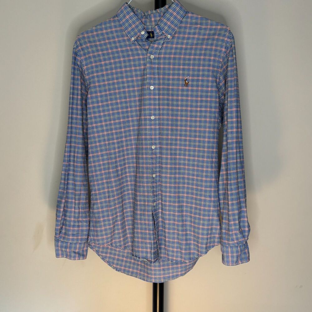 Polo Ralph Lauren Men’s M Blue Plaid Button Down Shirt Long Sleeve Pony Check